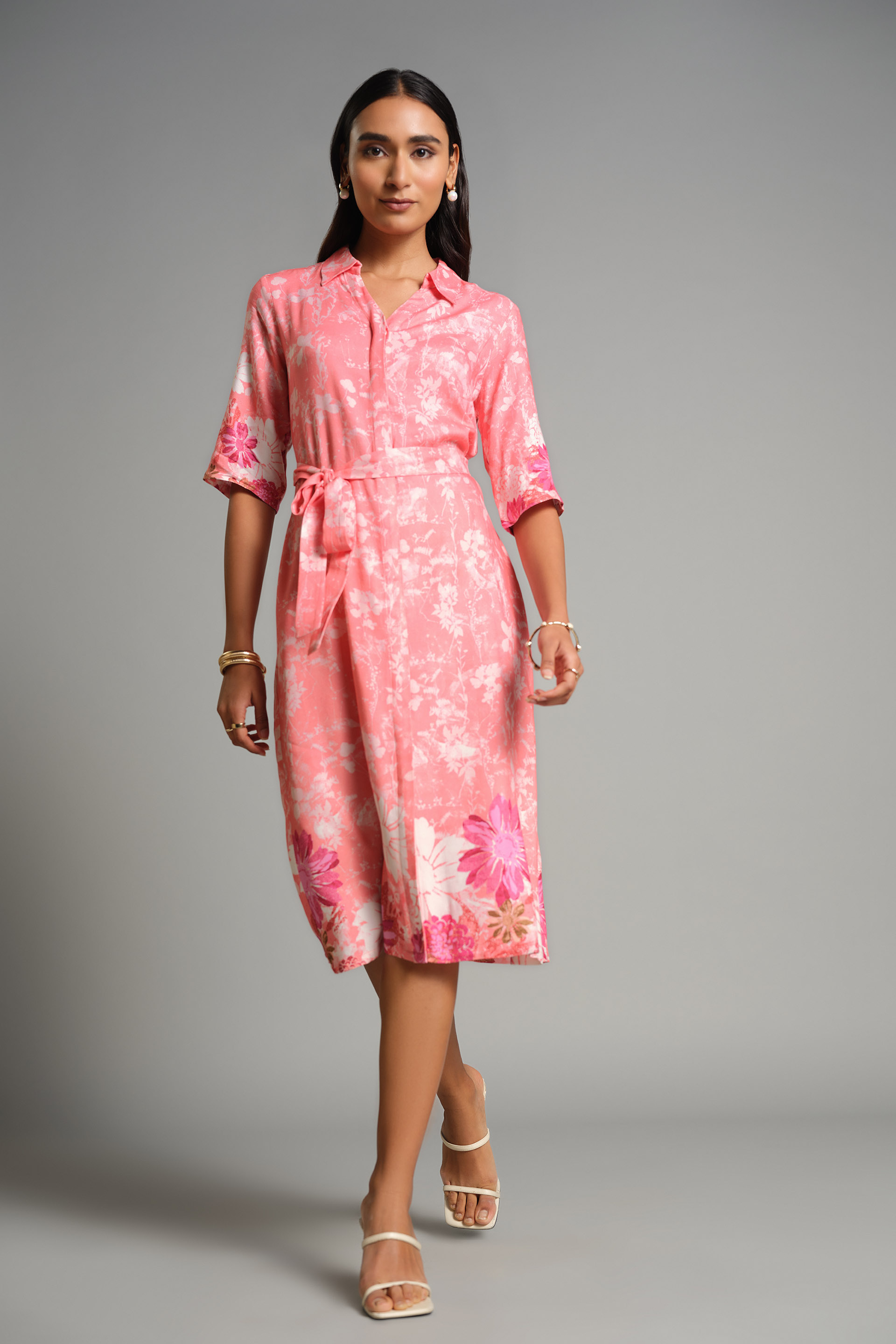 Coral Blooms Dress, Coral, image 3